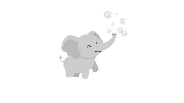  Cute Elephant Blowing Bubbles Animation