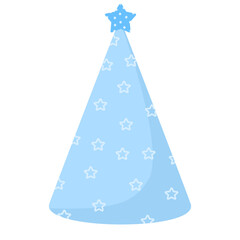 A blue party hat with stars