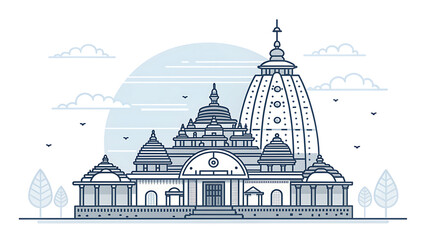 Jagannath Temple, Puri, Odisha, vector minimal art