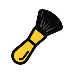Illustration of a black and yellow makeup brush isolated on transparent background