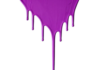 Purple paint dripping down isolated on transparent background, creating a vibrant effect