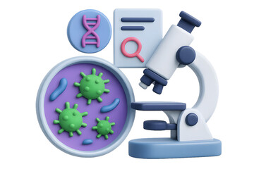 Illustration of science research with a microscope for the concept of scientific study.