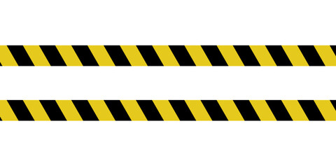 Warning yellow black red diagonal stripes line. Safety stripe warning caution hazard danger road vector sign symbol. Long danger ribbon. Vector illustration on white background.