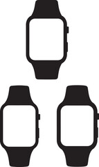 Three smartwatch icons in silhouette style