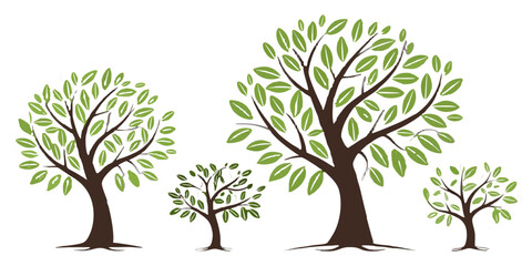 Obraz premium Vibrant green trees symbolize growth, nature, and life's interconnectedness, perfect for environmental or business concepts