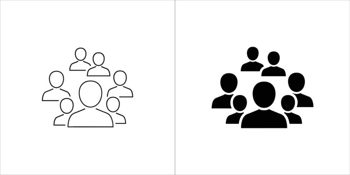Group of people icon in outline and solid black