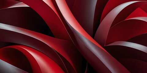 Fototapeta premium Red abstract 3D flowing ribbons modern background