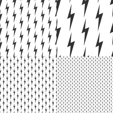 lightning bolt Seamless pattern set. Storm energy, dynamic bolts, multiple scales repeats for backgrounds