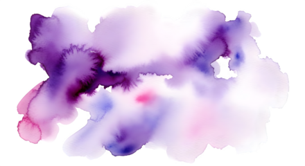 Watercolor splash of purple and pink blending together in an abstract design on black background