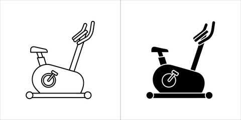 Stationary exercise bike in black and white