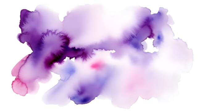 Watercolor splash of purple and pink blending together in an abstract design on black background