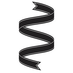 Swirling black ribbon with white trim, graphic element for design