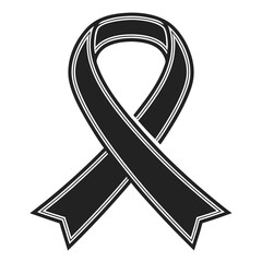 Black mourning ribbon symbol for grief and remembrance event