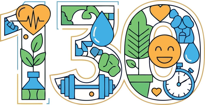 Vector illustration of health concept with number 130 vector illustration