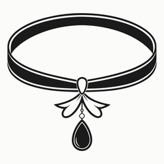 Elegant choker necklace with teardrop pendant and ribbon bow detail