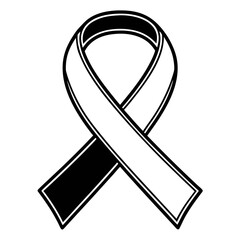 Black and white awareness ribbon symbol for hope and support