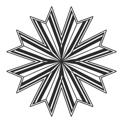 Geometric starburst pattern vector illustration in black and white