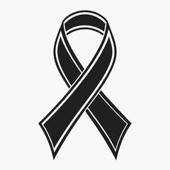 Black awareness ribbon symbol representing grief, mourning, or protest