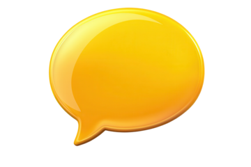 Bright yellow speech bubble isolated on transparent background for use in digital design, social media, or communication projects