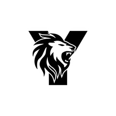 Letter Y with Roaring Lion Logo, vector