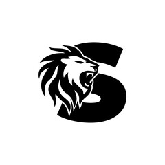 Letter S with Roaring Lion Logo, vector