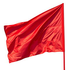 PNG of a red flag fluttering in the wind, symbolizing alert, warning, or patriotic themes. Perfect for protest, political, or safety projects with a vivid design and transparent background