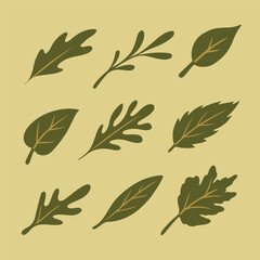 Diverse stylized leaf illustrations, perfect as versatile botanical vector elements for graphic design projects and scalable digital assets