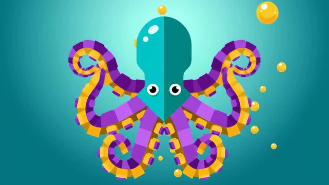 Abstract octopus marine life playful design ocean backdrop