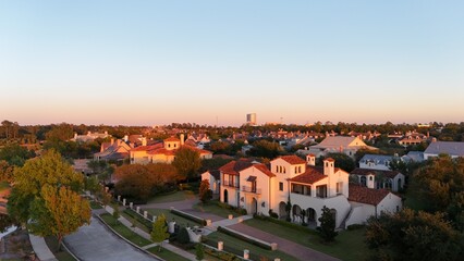 Aerial view of a luxurious house in Houston Texas, America