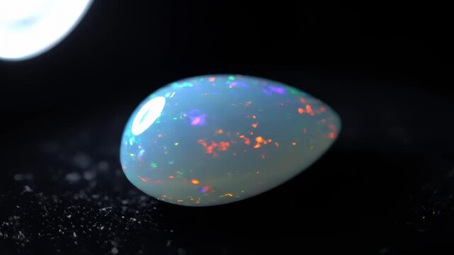 Opalescent Opal Gemstone Rotating Close Up