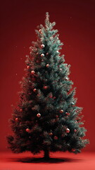 christmas tree on red background