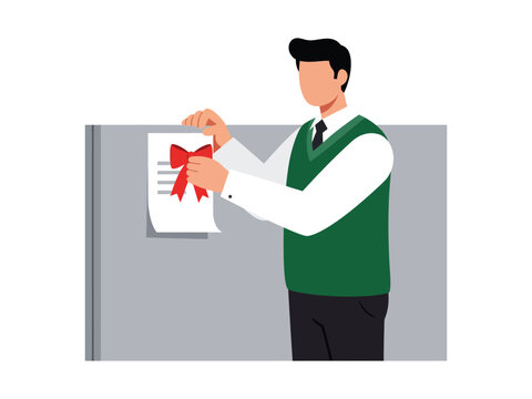 Businessman Presenting Award Certificate Or Gift Document Vector