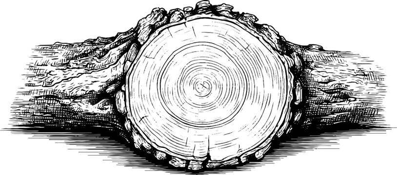 Vintage circular tree ring pattern with engraved texture for design print or poster