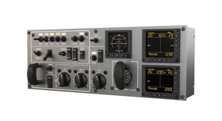 Professional Aircraft Flight Simulator Instrument Panel with Digital Displays and Control Knobs