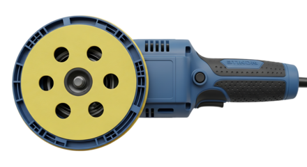 Powerful Blue and Yellow Angle Grinder Tool on White Background