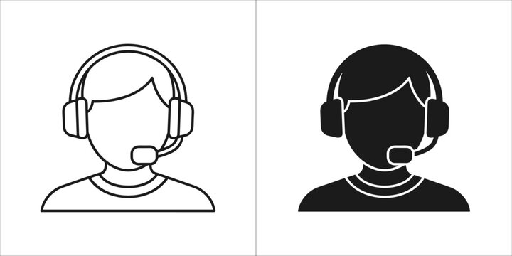 Customer service representative icon with headset, representing support and communication