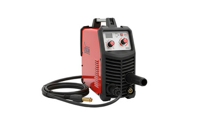 Red Welding Machine with Digital Controls and Cables for Industrial Metalwork