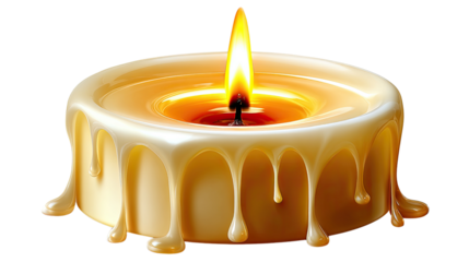 Candle Flame's Gentle Dance: Close-up of a lit candle, its flame dancing in a serene and calming ambiance. The dripping wax captures a sense of warmth and tranquility.