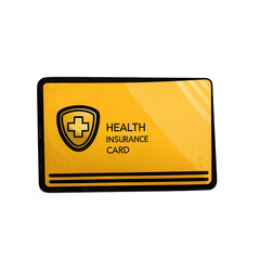 Health insurance card with transparent background, featuring yellow design and medical symbol, represents essential healthcare access