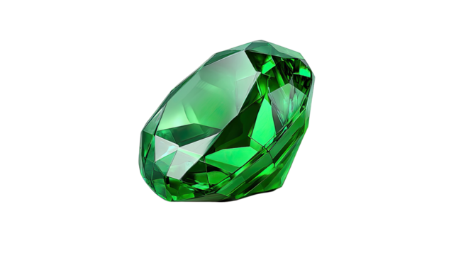 Emerald Gemstone: A captivating emerald gemstone displays its vibrant green color, radiating elegance and luxury with facets and clarity.