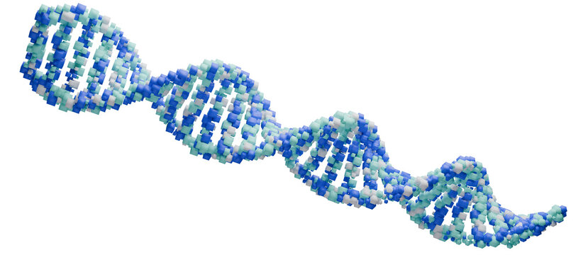 Abstract 3D digital DNA helix structure background. 3D rendering.