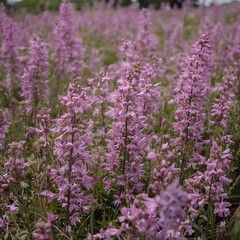 Obraz premium Field of Delicate Purple Flowers A Serene Natural Landscape
