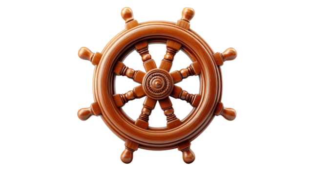 Nautical Navigation Wheel: The iconic ship wheel stands alone, a symbol of direction, control, and adventure on the open sea. Capturing the essence of maritime heritage and nautical exploration.