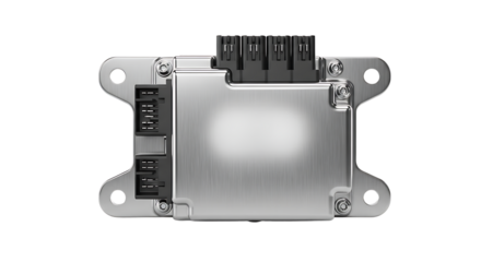 Electronic Control Module Automotive Part Metal Silver Rectangle with Connectors