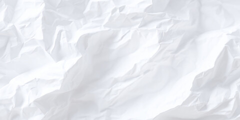 White wrinkled paper texture background with soft light shadows and natural folds for realistic design or mockup use