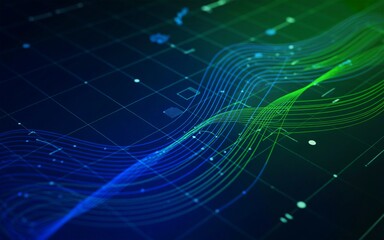 visually stunning abstract digital art with vibrant blue and green hues