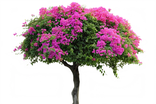 Blooming Pink Bougainvillea Tree with Green Leaves Isolated pink flowers flowering plant isolated on a transparent background