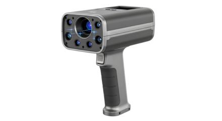 Modern Handheld 3D Scanner Device with Multiple Lenses in Gray and Black