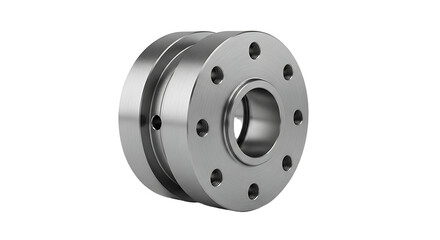 Metal Mechanical Flange with Bolt Holes on White Background for Engineering and Industrial Use