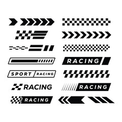 Racing stripes and checkered flag vector set - Racing Banner Vector - speed line - Car racing labels, badges, & Track Icon